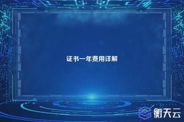 证书一年费用详解